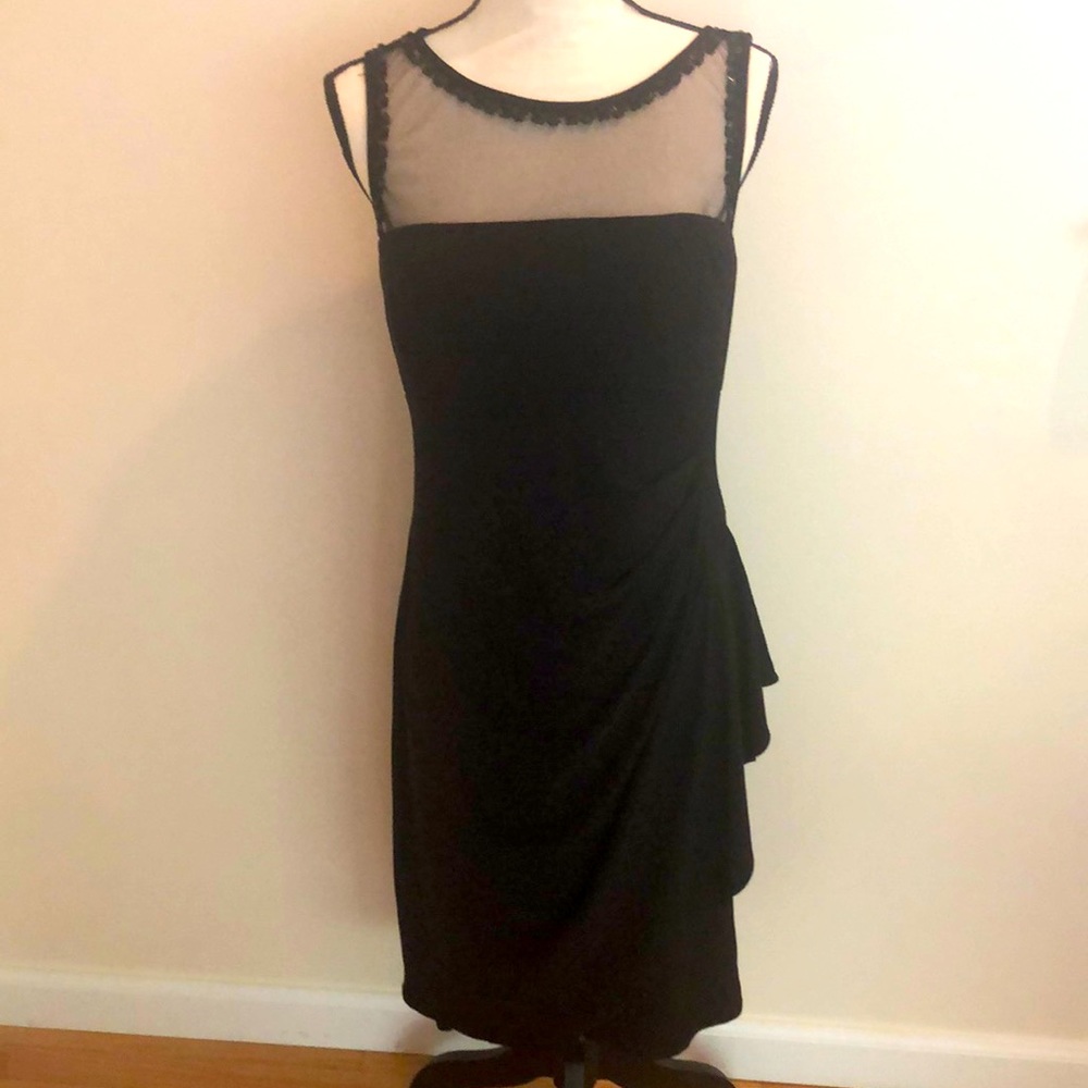 Elegant Black Dress with Sheer Detail